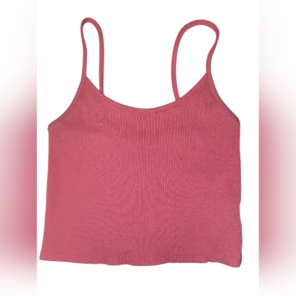 ✨️3 For $15✨️ American Eagle Vintage Y2K Ribbed Crop Tank Hot Pink GUC Size S